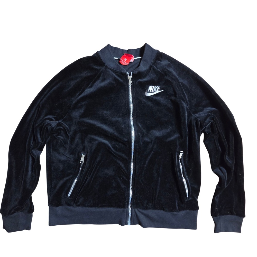 Nike Sportswear Womens Velour Track Bomber Jacket M Full Zip Y2K McBling 90s